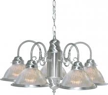 Nuvo SF76/444 - 5 Light - Chandelier with Clear Ribbed Glass - Brushed Nickel Finish