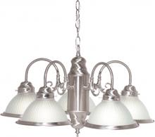 Nuvo SF76/695 - 5 Light - Chandelier with Frosted Ribbed Glass - Brushed Nickel Finish