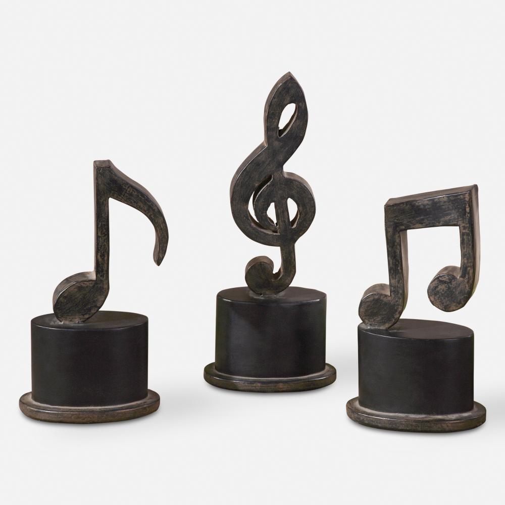 Uttermost Music Notes Metal Figurines, Set/3